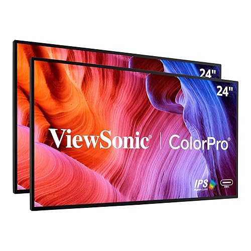 ViewSonic VP2468A_H2 24-Inch Dual Pack Head-Only IPS 1080p Monitor with Advanced Ergonomics, 100% sRGB REC 709, 14-bit 3D LUT, Eye Care, and 65W USB C, Daisy Chain