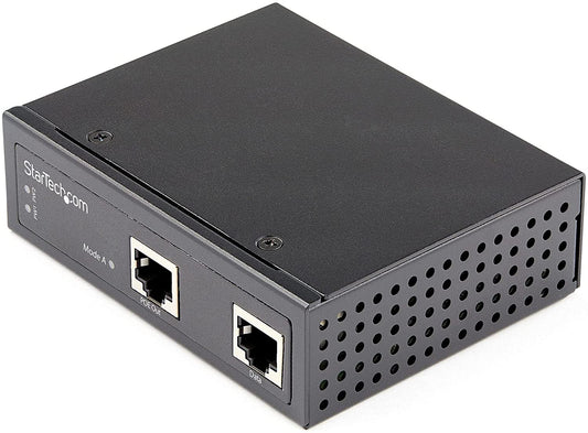StarTech.com Industrial Gigabit Ethernet PoE Injector - 30W 802.3at PoE+ Midspan 48V-56VDC DIN Rail Power Over Ethernet Injector Adapter - -40C to +75C Cameras/Sensors/WiFi Access (POEINJ30W)