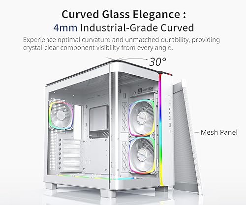 King 95 PRO Dual-Chamber ATX Mid-Tower PC Gaming Case, High-Airflow, Toolless Panels, Sturdy Curved Tempered Glass Front, 6 ARGB PWM Fan Pre-Installed with Fan Hub, White KING 95 PRO KING 95 PRO (W)