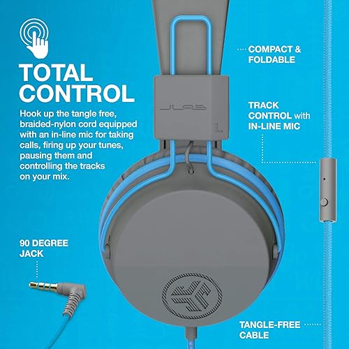 JKSTUDIOGRYBLUBOX JBuddies Over Ear Folding Headphones Bl/Gr Blue/Green