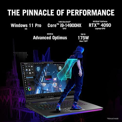ASUS ROG Strix Scar 16 (2024) Gaming Laptop, 16” Nebula HDR 16:10 WQXGA 240Hz/3ms, 1100 nits, GeForce RTX 4090, Core i9-14900HX, 32GB DDR5, 2TB PCIe SSD, Wi-Fi 6E, Win 11 Pro, G634JYR-XS97