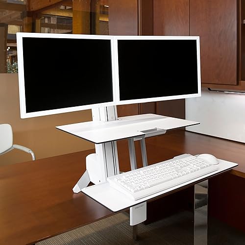 Ergotron WorkFit-S Dual Monitor with Worksurface and Stand, White