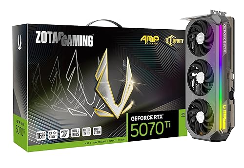 ZOTAC Gaming GeForce RTX 5070 Ti AMP Extreme Infinity DLSS 4 16GB GDDR7 256-bit 28 Gbps PCIE 5.0 Gaming Graphics Card, IceStorm 3.0 Advanced Cooling, Spectra 2.0 ARGB Lighting, ZT-B50710B-10P