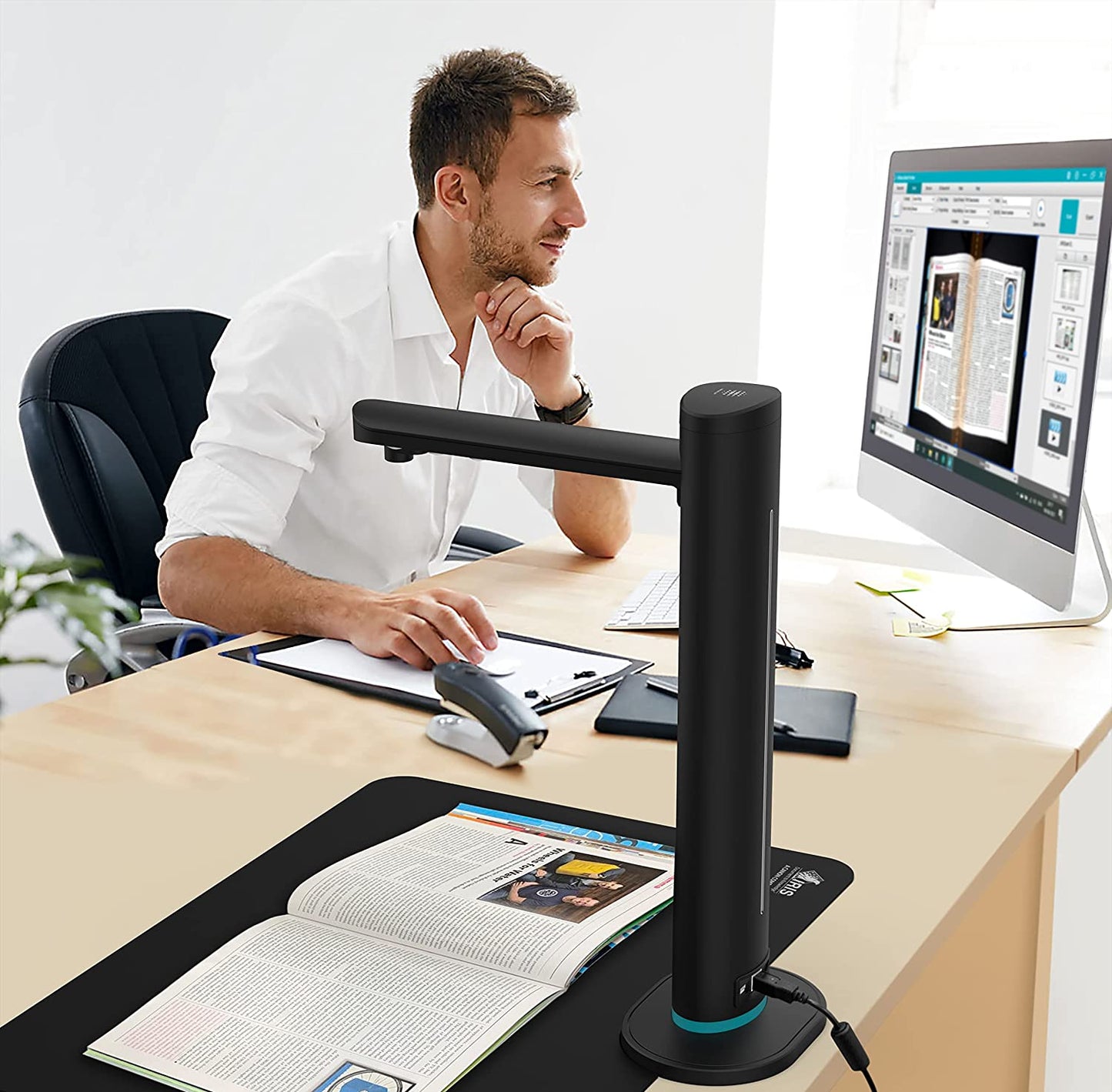 IRIScan Desk 6 Business-Prof.Document,Receipt,Book Scanner,Auto-Flatten &amp; Deskew,32MP,Capture 11x17in,136 Languages OCR,Text to Speech,PDF/Search,PDF/Word/Tiff/Excel,Video Distance Learning,Win&amp;Mac