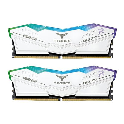 TEAMGROUP T-Force Delta RGB DDR5 32GB Kit (2x16GB) 6000MHz (PC5-48000) CL40 Desktop Memory Module Ram (White) for Z690 - FF4D532G6000HC38ADC01 32GB(2x16GB) DDR5 6000MHz 38-38-38-78 White