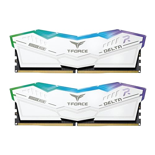 TEAMGROUP T-Force Delta RGB DDR5 32GB Kit (2x16GB) 5600MHz (PC5-44800) CL36 Desktop Memory Module Ram White for Z690 - FF4D532G5600HC36BDC01 32GB(2x16GB) DDR5 5600MHz 36-36-36-76 White