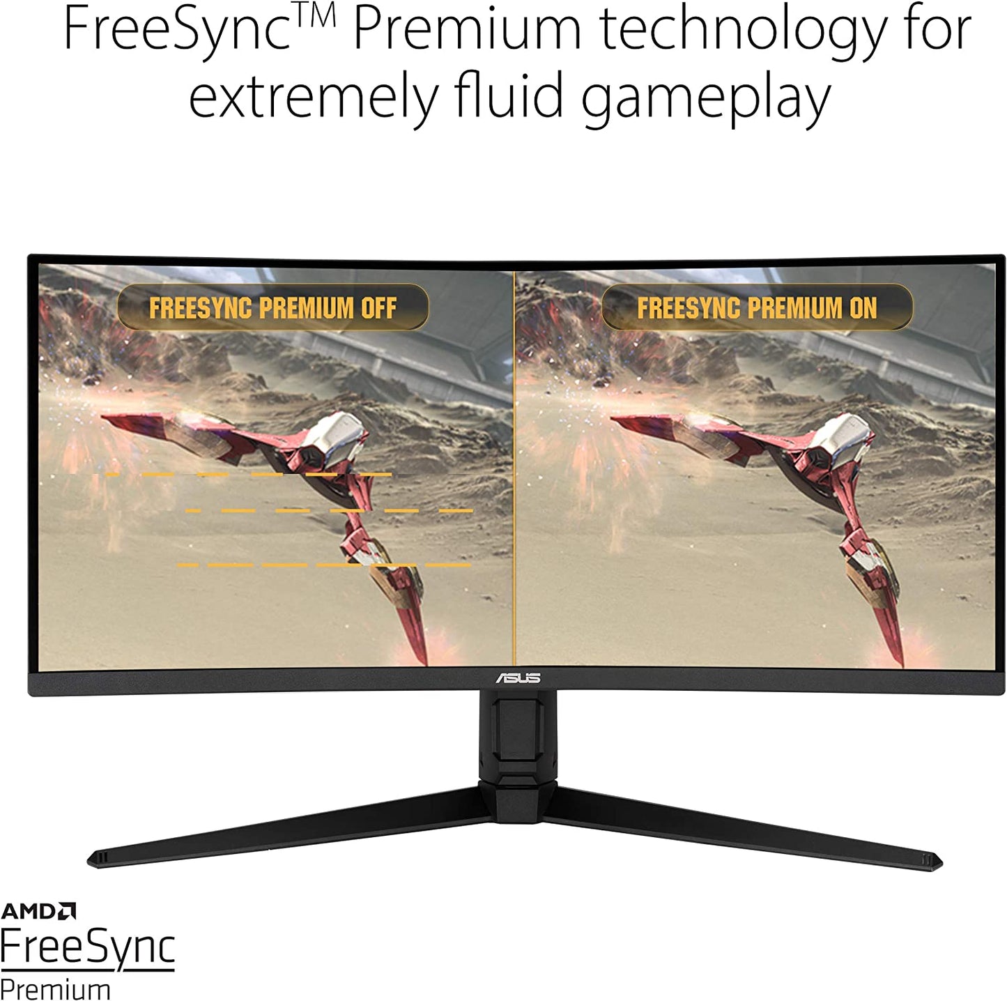 ASUS TUF Gaming VG34VQL1B 34” Curved HDR Monitor, WQHD (3440x1440), 165Hz, 1ms, Extreme Low Motion Blur, FreeSync Premium, Eye Care, DisplayPort HDMI USB, Height Adjustable, DisplayHDR 400, Black