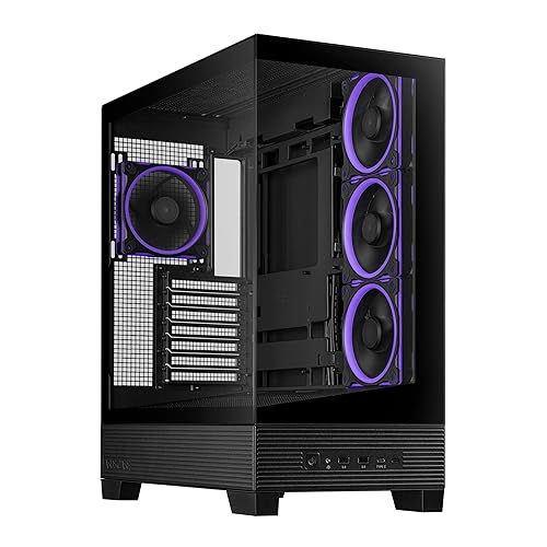 ASUS A31 Plus Black ATX case (Hidden-Connector motherboards, 360mm radiators and 380mm Graphics Cards, with Black or White Color Options, Four pre-Installed ARGB Fans, Clean Cable Management)