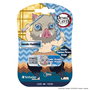 Verbatim Officially Licensed Limited Edition 16GB Demon Slayer: Kimetsu no Yaiba Thumb Drive - Inosuke Hashibira - Anime Design USB 2.0 Flash Drive