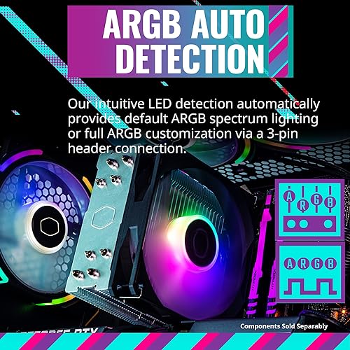 Cooler Master Hyper 212 Spectrum V3 CPU Air Cooler, ARGB Sync, 120mm PWM Fan, 4 Copper Direct Contact Heat Pipes, 152mm Tall, Brackets AMD Ryzen AM5/AM4, Intel LGA1700/1200 (RR-S4NA-17PA-R1)