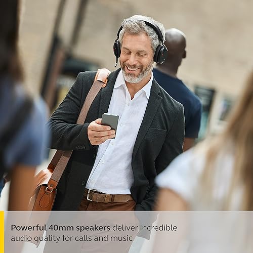 Jabra Evolve2 75 Wireless PC Headset with 8-Microphone Technology - Dual Foam Stereo Headphones with adjustable Advanced Active Noise Cancellation, USB-C Bluetooth Adapter and UC Compatibility - Black Headset (USB-C) UC Compatible