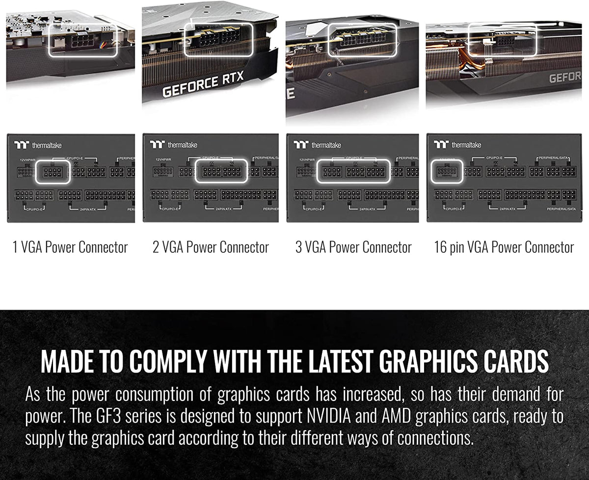 Thermaltake Toughpower GF3 750W 80+ Gold Full Modular SLI/Crossfire Ready ATX 3.0 Standard Power Supply, PCIe Gen.5 12VHPWR Connector Included, PS-TPD-0750FNFAGU-4, 10 Year Warranty Black 750W GF3 ATX3.0