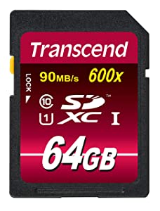 Transcend 64GB SDXC Class 10 UHS-1 Flash Memory Card Up to 90MB/s (TS64GSDXC10U1) 64 GB Standard Packaging