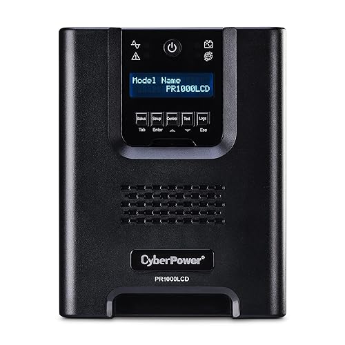 CyberPower PR1000LCD Smart App Sinewave UPS System, 1000VA/1000W, 8 Outlets, AVR, Mini-Tower 1000VA UPS System
