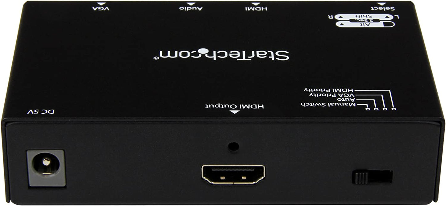 StarTech.com 2x1 VGA + HDMI to HDMI Switch / Selector Box - 1080p Multi Video Input Automatic Switcher - 2 Computers In 1 Monitor Out (VS221VGA2HD)