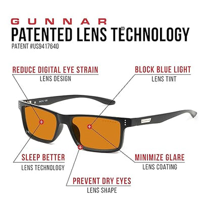 Blue Light Blocking Glasses for Computer, Sleep & Energy | Vertex/Onyx by Gunnar | Patented 98% Blue Light Protection, 100% UV Light, Anti-Reflective to Protect & Reduce Eye Strain & Dryness