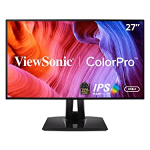 ViewSonic VP2768a ColorPro 27 Inch 1440p IPS Monitor with 100% sRGB, Rec 709, USB C (90W), RJ45, Color Blindness Mode, Hardware Calibration for Photo and Graphic Design Black 27-Inch USB C
