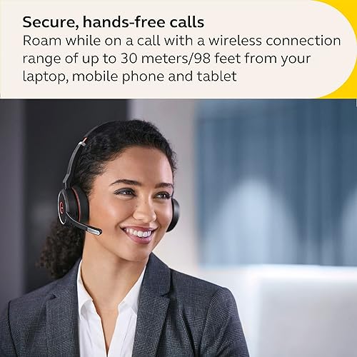Jabra Evolve 75 SE Stereo Wireless Headset - Bluetooth Headset with Noise-Cancelling Mic, Active Noise Cancellation and Charging Stand - MS Teams Certified, Works with All Other Platforms - Black MS Teams Stereo with Stand