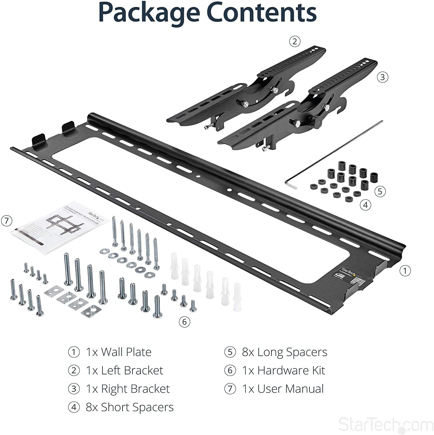 StarTech.com Flat Screen TV Wall Mount - Tilting - Supports 32" to 75" TVs - Steel - VESA TV Mount - Monitor Wall Mount (FLATPNLWALL) 32"-75" Tilting
