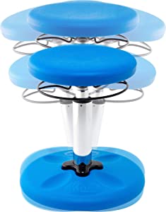 Kore design Kore Kids Adjustable Height Standard Wobble Chair - Flexible Seating Stool for Classroom, Elementary School, ADD/ADHD - Assembled in The USA, Blue (14in-19in) Blue 14in-19in