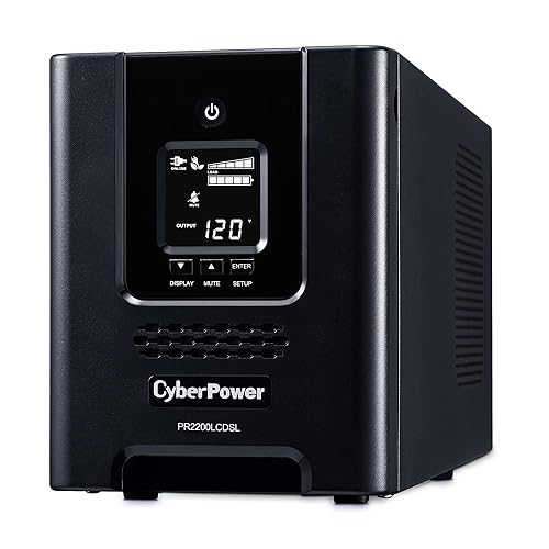 CyberPower PR2200LCDSL Smart App Sinewave UPS System, 2070VA/1980W, 7 Outlets, AVR, Mini-Tower