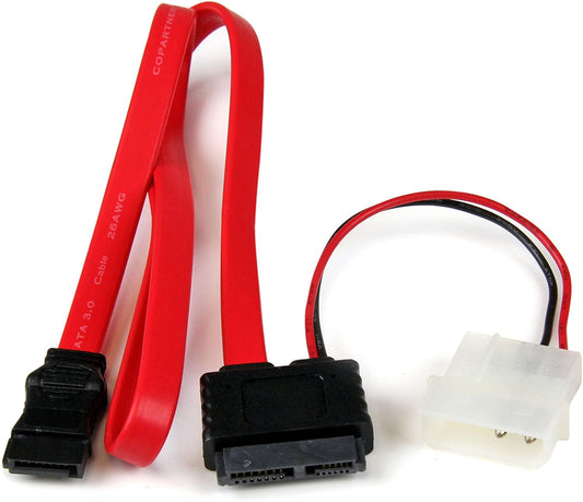 StarTech.com 20in Slimline SATA to SATA with LP4 Power Cable Adapter - slim SATA Adapter - slimline Adapter - slim SATA to SATA (SLSATAF20) Red 20in / 50cm