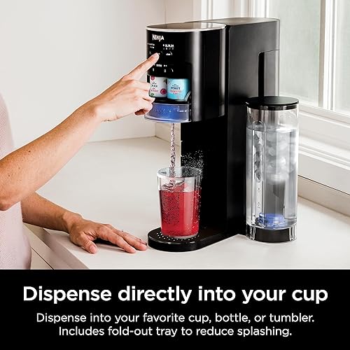 Ninja Thirsti Drink System (Black), Sparkling and Still Water, 6-oz. to 24-oz Sizes, Includes 60L CO2 Cylinder & Flavoured Water Drops. WC1001C (Canadian Version)