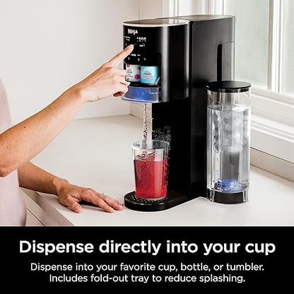 Ninja Thirsti Drink System (Black), Sparkling and Still Water, 6-oz. to 24-oz Sizes, Includes 60L CO2 Cylinder & Flavoured Water Drops. WC1001C (Canadian Version)