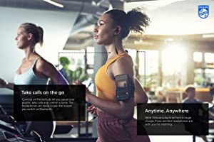 Philips A3206 Wireless Sports Headphones, Detachable Ear Hooks, Integrated Controls, Built-in Microphone, Instant Bluetooth Pairing, IP57 dust Resistant and Waterproof TAA3206BK Black One size fits all Wireless | Around the neck