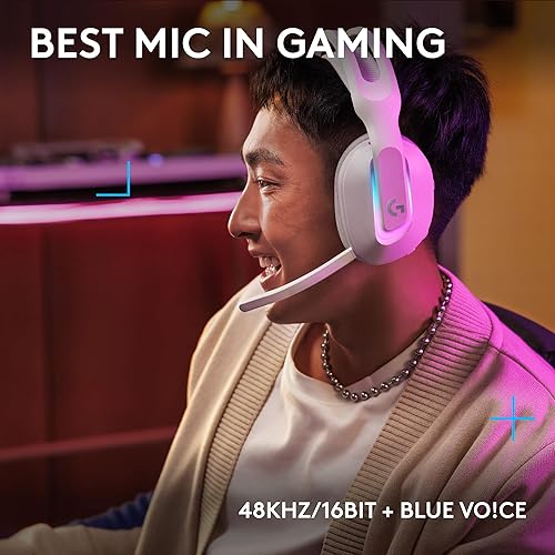 Logitech G522 Lightspeed Wireless Gaming Headset, LIGHTSYNC RGB, Full Bandwidth Mic & Advanced Synchronized Audio, Tri-Connectivity with Lightspeed, Bluetooth, USB-A to USB-C for PC - White