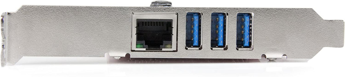 StarTech.com 3 Port PCI Express USB 3.0 Card + Gigabit Ethernet - Fits Standard &amp; Low-Profile PCs - UASP Supported - Optional SATA Power (PEXUSB3S3GE) 3 Ext | 1 LAN PCI Express Single