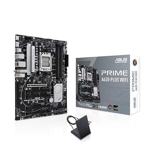 ASUS Prime A620-PLUS WiFi Socket AM5 (LGA 1718) Ryzen 7000 Gaming Motherboard(DDR5,Dual M.2 Slots,DisplayPort/HDMI,Wi-Fi 5,Front USB 3.2 Gen 1 Type-C,Two-Way AI Noise Cancelation, Aura Sync) Heart 1