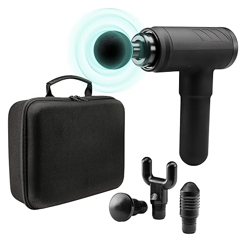 Homedics Therapist Select Percussion Massager, Deep Tissue Muscle Massage Gun, 3 Intensity Levels, Rechargeable Battery, 4 Attachments, for Back, Shoulder, Neck, with Storage Case