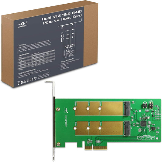 Vantec Dual M.2 SSD RAID PCIe x4 Host Card (UGT-M2PC300R), Green
