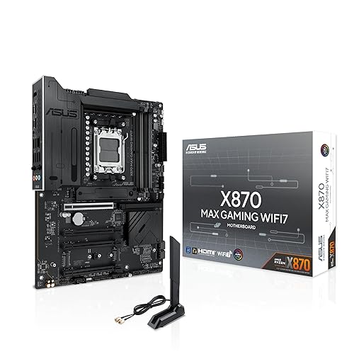 ASUS X870 MAX Gaming WIFI7 AMD AM5 ATX Motherboard, 12+2+1 80A DrMOS, DDR5, PCIe 5.0 x16 Q-Release, 3X M.2, Wi-Fi 7 Q-Antenna, 2.5Gb LAN, USB4® Type-C®, USB-C® 20Gbps, BIOS Flashback™, Aura Sync