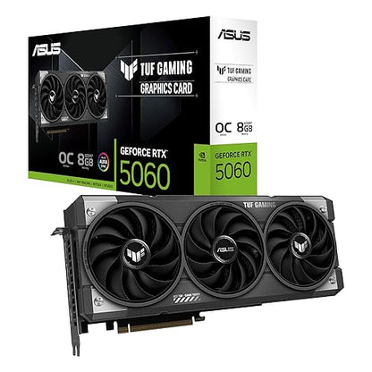 ASUS TUF Gaming GeForce RTX ™ 5060 8GB GDDR7 OC Edition Gaming Graphics Card (PCIe® 5.0, HDMI®/DP 2.1, 3.1-Slot, Military-Grade Components, Protective PCB Coating, axial-tech Fans) TUF Gaming RTX5060|OC|8GB