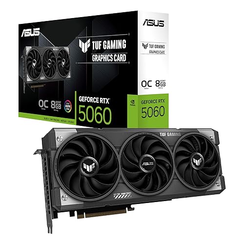 ASUS TUF Gaming GeForce RTX ™ 5060 8GB GDDR7 OC Edition Gaming Graphics Card (PCIe® 5.0, HDMI®/DP 2.1, 3.1-Slot, Military-Grade Components, Protective PCB Coating, axial-tech Fans) TUF Gaming RTX5060|OC|8GB