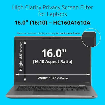 Kensington High Clarity Privacy Screens Filter 16 inch 16:10