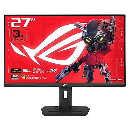 ASUS ROG Strix 27” QHD HDR400 USB-C Gaming Monitor(XG27ACS)-2560x1440, 180Hz, 1ms, Fast IPS, 133% sRGB, Extreme Low Motion Blur Sync, G-Sync Compatible, DisplayWidget, Tripod Socket, 3 Year Warranty 27 Fast IPS QHD 180Hz G-SYNC USB-C