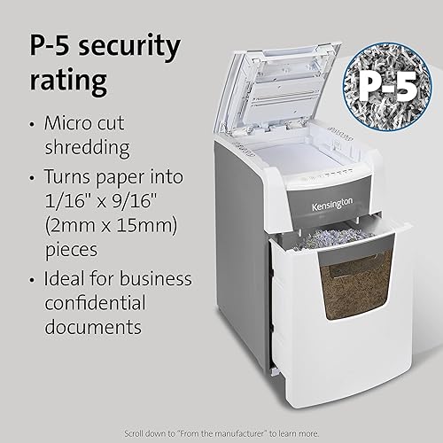 Kensington Shredder - New OfficeAssist 150-Sheet Auto-Feed Micro Cut Anti-Jam Paper and Credit Card Home Office Shredder with 11.6 gallons Pullout Wastebasket (K52050AM) 11.6-gallon/500-sheet bin