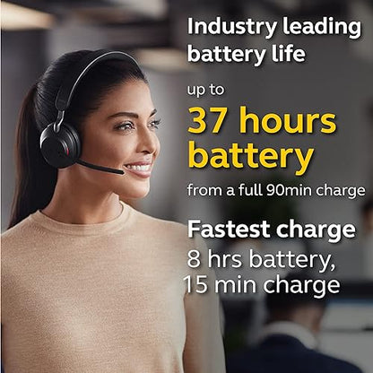 Jabra Evolve2 65 UC Wireless Headset with Link380a, Mono, Black – Wireless Bluetooth Headset for Calls and Music, 37 Hours of Battery Life, Passive Noise Cancelling Headphones, Mono (USB-A) Unified Communications Mono (USB-A)