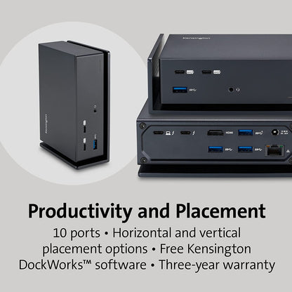 Kensington SD5560T Thunderbolt 3 and USB-C Dual 4K Hybrid Docking Station – 96W Power Delivery, for Windows and MacBooks (K37010NA)