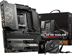 MSI MEG X670E GODLIKE Gaming Motherboard (AMD AM5, DDR5, PCIe 5.0, SATA 6Gb/s, M.2, USB 3.2 Gen 2, Wi-Fi 6E, HDMI/DP, Dual LAN, SLI, EATX)