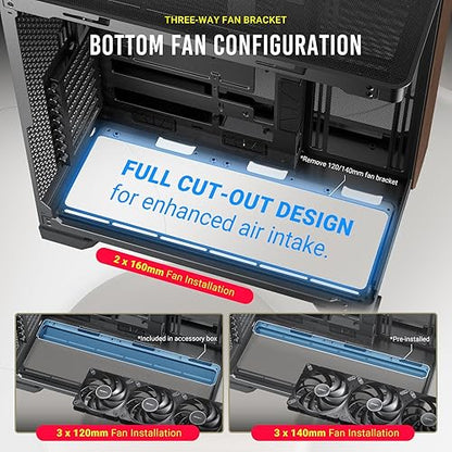 Antec C8 Curve Wood, Fans not Included, Wooden Front Panel, Super Wide Angle Single Curved Glass, Dual-Chamber Layout, Type-C, 360mm Radiator Support, RTX 40 Compatible, Full-Tower E-ATX PC Case