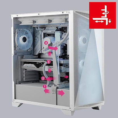 MSI Premium Mid-Tower PC Gaming Case – Tempered Glass Side Panel – 4X ARGB 120mm Fan – Liquid Cooling Support up to 360mm Radiator x 1 – Cable Management System – MPG GUNGNIR 300R Airflow White