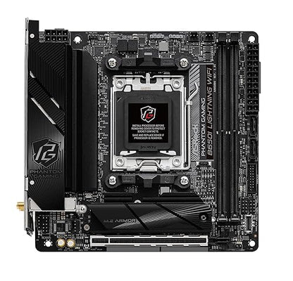 ASRock B650I LIGHTNING WIFI Gaming Desktop Motherboard - AMD B650 Chipset - Socket AM5 - Mini ITX - Ryzen 5, Ryzen 7, Ryzen 9 Processor Supported - 128 GB DDR5 SDRAM Maximum RAM - DIMM, UDIMM - 2 x Memory Slots