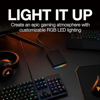 Seagate STKL2000400 FireCuda Gaming 2TB External USB 3.2 Gen 1 Hard Drive RGB LED Lighting