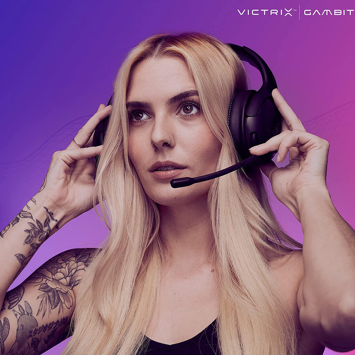Pdp Victrix Gambit Black Wireless and Wired Gaming Headset with Mic - PlayStation PS4, PS5 - Esports-Ready Pro Audio, Noise Cancelling Microphone, Ultra-Comfort Over the Ear Headphones