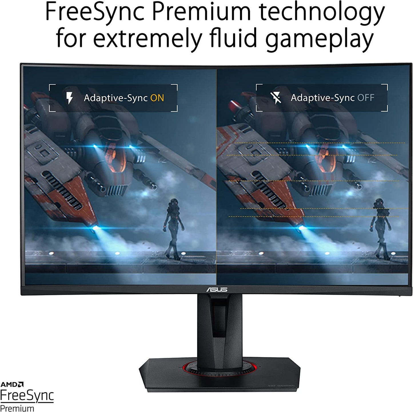 ASUS 27” 1080P TUF Gaming Curved HDR Monitor (VG27VQM) - Full HD, 240Hz, 1ms, Extreme Low Motion Blur, Adaptive-Sync, Freesync™ Premium, Speakers, Eye Care, HDMI, DisplayPort, USB, Height Adjustable