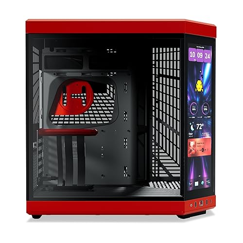 HYTE Y70 Touch Infinite Dual Chamber ATX Mid Tower Modern Aesthetic Case with Integrated 2.5K LCD Touchscreen - Black Cherry
